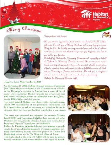Christmas newsletter 2010 - Habitat for Humanity Armenia