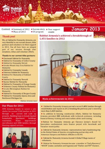 New Year newsletter 2013 - Habitat for Humanity Armenia