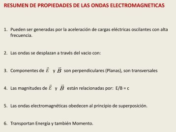 resumen de propiedades de las ondas electromagneticas