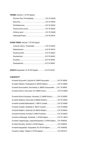 Telephone numbers - S-kanava