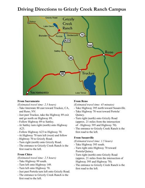 Grizzly Creek Ranch Campus Map - Sierra Health Foundation