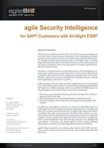 agile Security Intelligence for SAP® Customers  with ...  - iT-CUBE