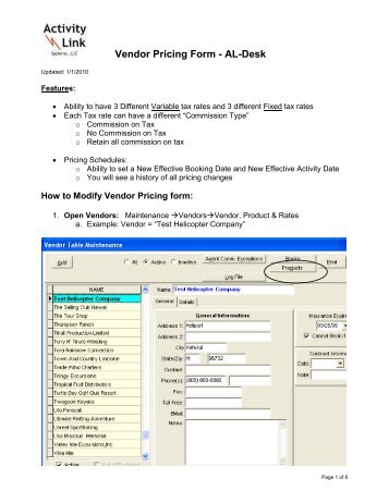 Vendor Pricing - How to Enter.pdf - ActivityLink.Net