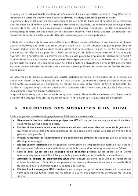 Etude des indicateurs de qualité des eaux de la Drôme et de ses ...