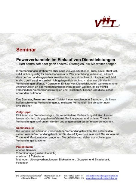 Seminar Powerverhandeln im Einkauf von Dienstleistungen