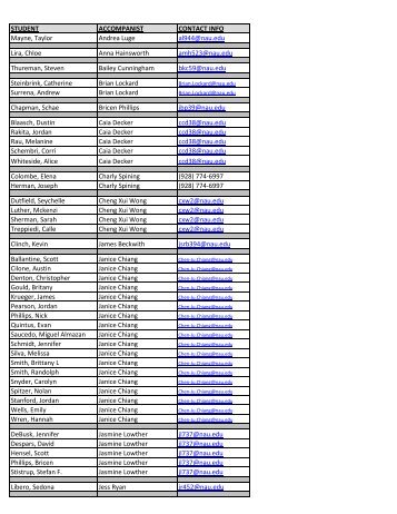 Accompanist assignments Fall 2012