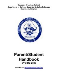 Parent/Student Handbook - Brussels American School - DoDEA
