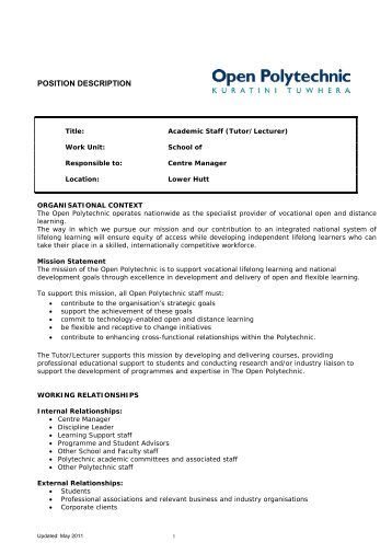 POSITION DESCRIPTION - Open Polytechnic