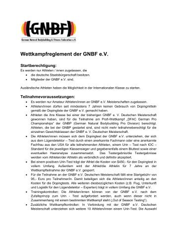 Wettkampfreglement der GNBF e.V.