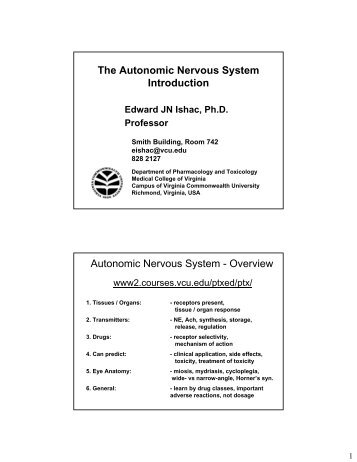The Autonomic Nervous System Introduction Autonomic Nervous ...