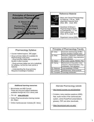 Principles of General and Autonomic Pharmacology