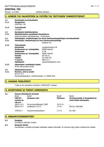 Material Safety Data Sheet