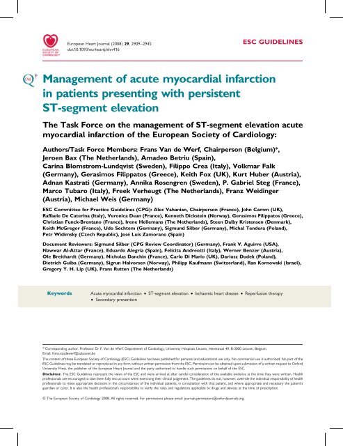 Management of acute myocardial infarction in patients presenting ...