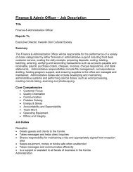 Finance & Admin Officer – Job Description