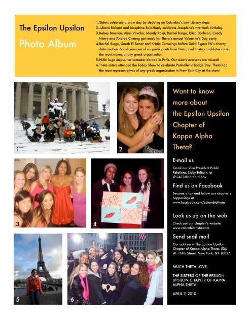 march 2010 newsletter - Kappa Alpha Theta - Columbia University