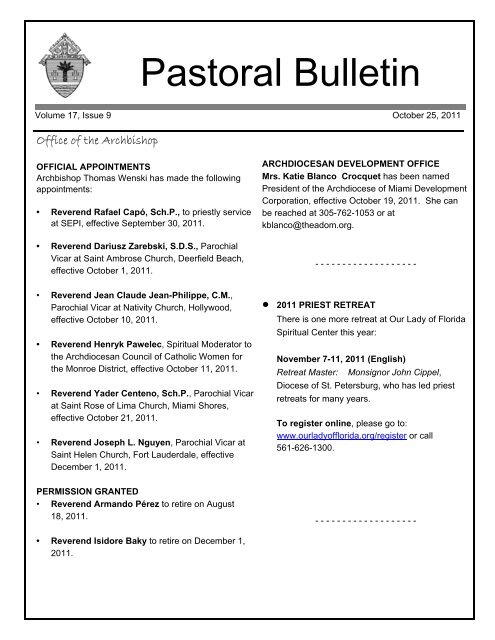 Pastoral Bulletin - Archdiocese of Miami