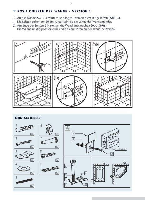 Badewanen Montagenanleitung - Ruben