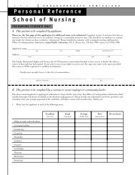 Personal Reference Form for the School of Nursing (PDF)