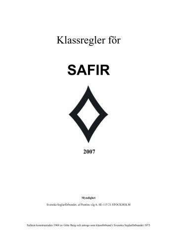Klassregler fÃ¶r Safir - Svenska SeglarfÃ¶rbundet