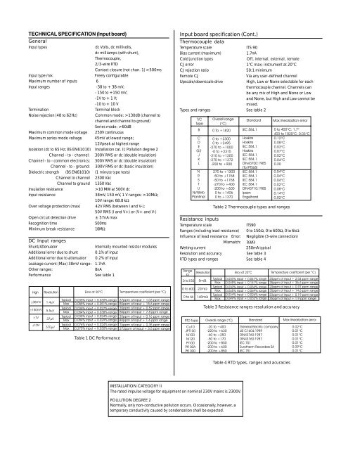 Model 394 Specification Sheet - ACI Instrumentation Limited