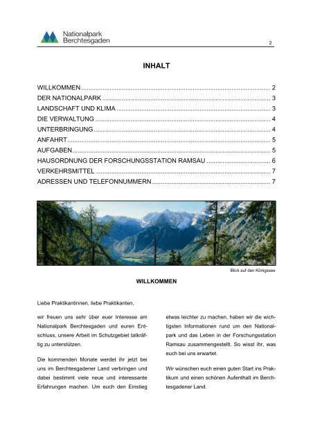 PRAKTIKANTENLEITFADEN - Nationalpark Berchtesgaden