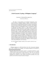 A Brief Syntactic Typology of Philippine Languages - Academia Sinica