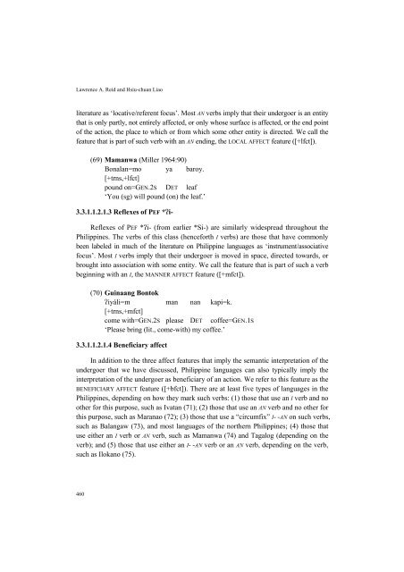 A Brief Syntactic Typology of Philippine Languages - Academia Sinica