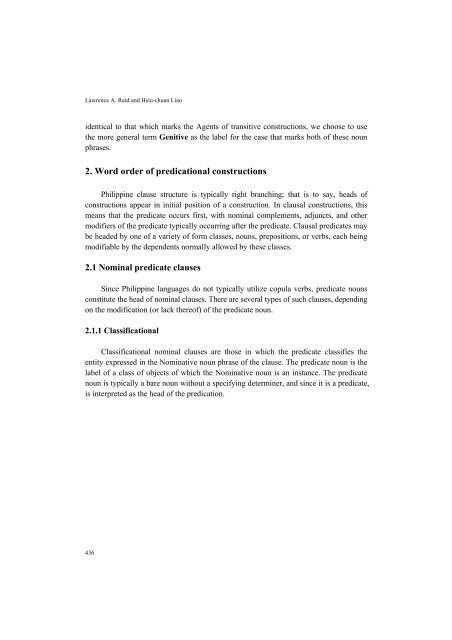 A Brief Syntactic Typology of Philippine Languages - Academia Sinica