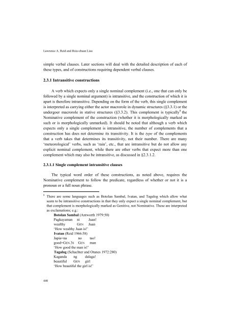 A Brief Syntactic Typology of Philippine Languages - Academia Sinica