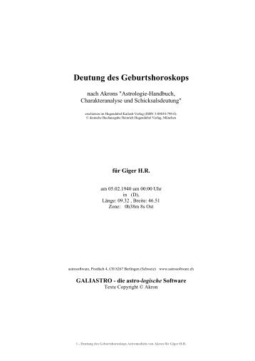 Deutung des Geburtshoroskops