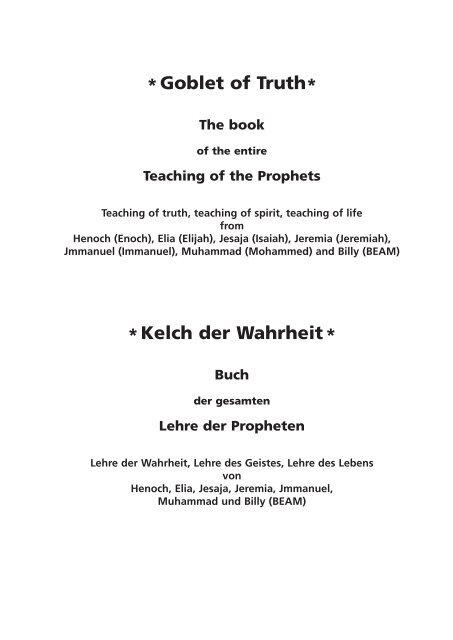 Kelch der Wahrheit* Buch - FIGU Canada National Group