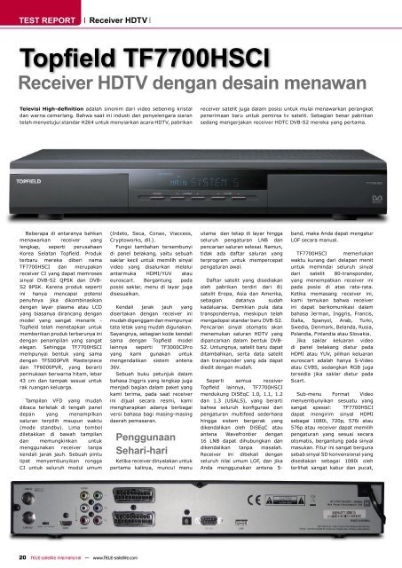 TOPFIELD TF7700HSCI HDTV - TELE-satellite International Magazine