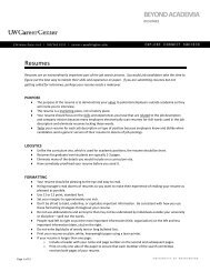 Resumes - The Career Center of the University of Washington