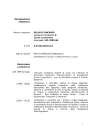 2013 CURRICULUM VITAE DILIA DI VINCENZO - UniversitÃ  degli ...