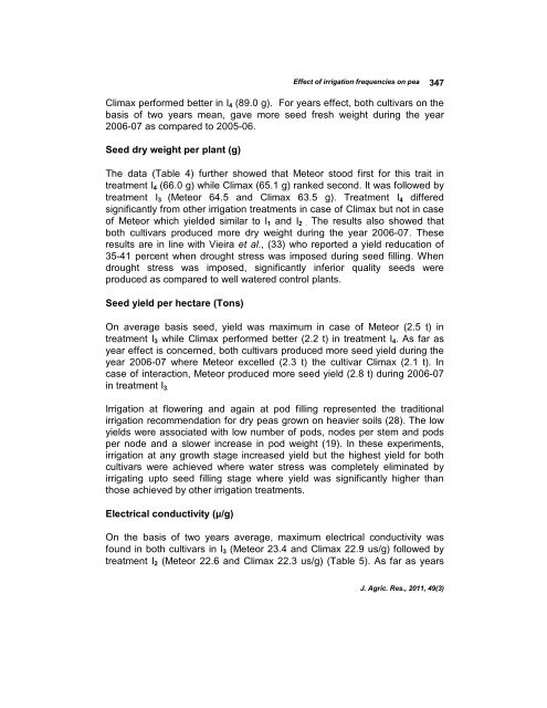 Effect of varying Irrigation Frequencies on Growth, Yield and Quality ...