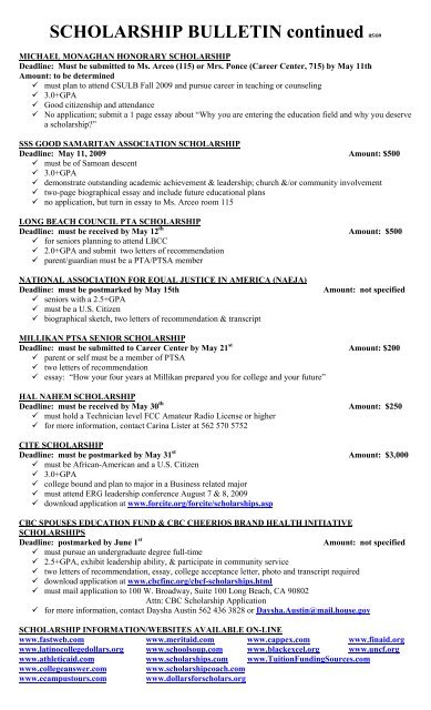 SCHOLARSHIP BULLETIN - Long Beach Unified School District