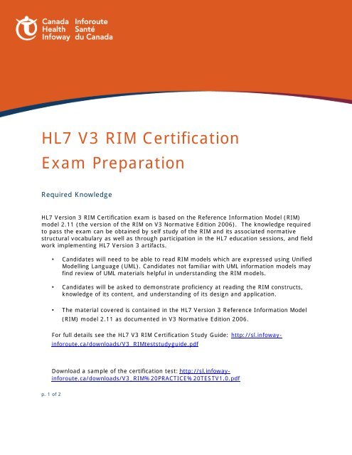 HL7 V3 RIM Certification Exam Preparation