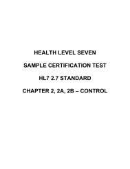 HEALTH LEVEL SEVEN SAMPLE CERTIFICATION TEST HL7 2.7 ...