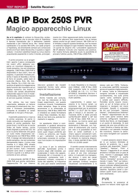 Il Giudizio dell'Esperto + - TELE-satellite International Magazine