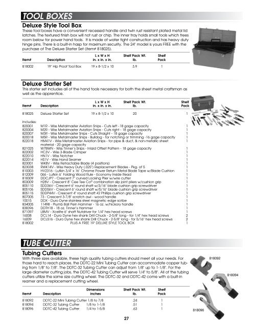 Tool Product Catalog - Duro Dyne