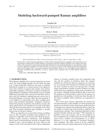 Modeling backward-pumped Raman amplifiers - Jonathan Hu ...
