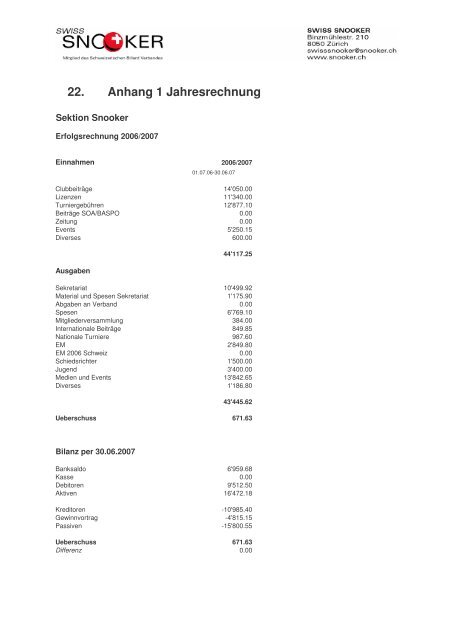 Protokoll der Delegiertenversammlung 2007/08 - Swiss Snooker