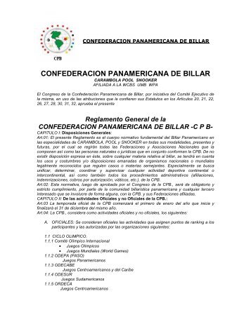 General CPB - ConfederaciÃ³n Panamericana de Billar