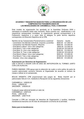 Acuerdos y Requisitos para Organizar un Panamericano