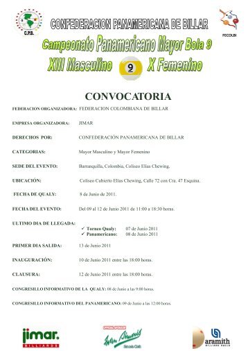 CONVOCATORIA - ConfederaciÃ³n Panamericana de Billar