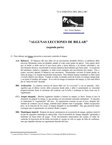 Algunas lecciones del Billar - II parte