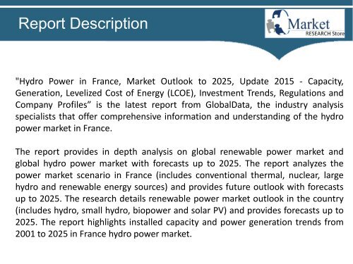 France Hydro Power Market Outlook 2025 - Capacity, Generation, Levelized Cost of Energy (LCOE), Investment Trends, Regulations and Company Profiles 