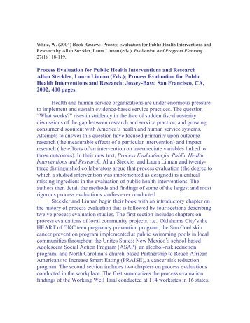 Process Evaluation for Public Health Interventions - William L. White
