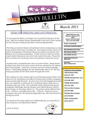 Bowey bulletin - Clifford Bowey Public School - Ottawa-Carleton ...