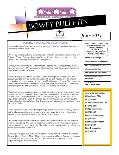 Bowey bulletin - Clifford Bowey Public School - Ottawa-Carleton ...